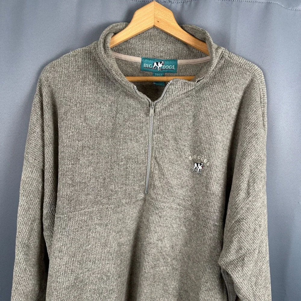 Big Dogs Mens 3X Gray Quarter Zip Pullover Textured Knit Long Sleeve Mock Neck